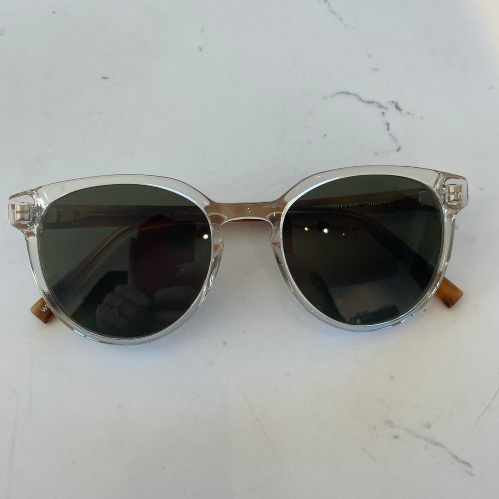 NWOT Warby Parker Wright Sunglasses - Transparent Frames and Brown Arms (Unisex)